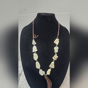 Bohemian-style necklace features chunky